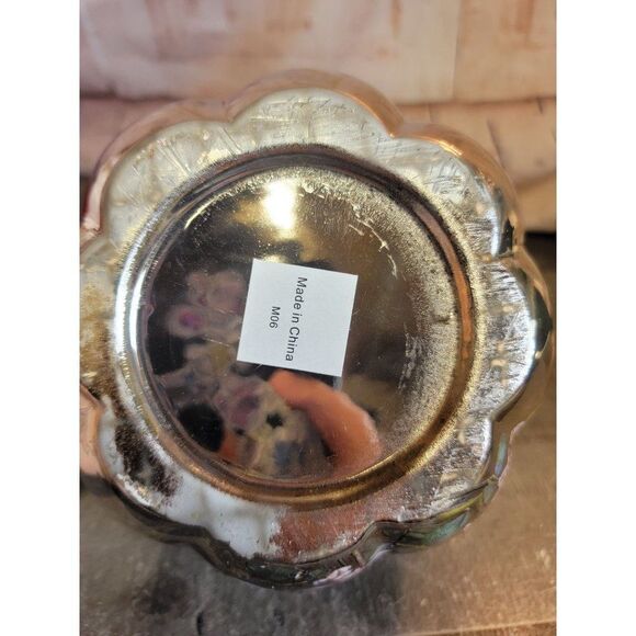 Ceramic shiny floral print pumpkin candy dish Halloween decor - Picture 7 of 7